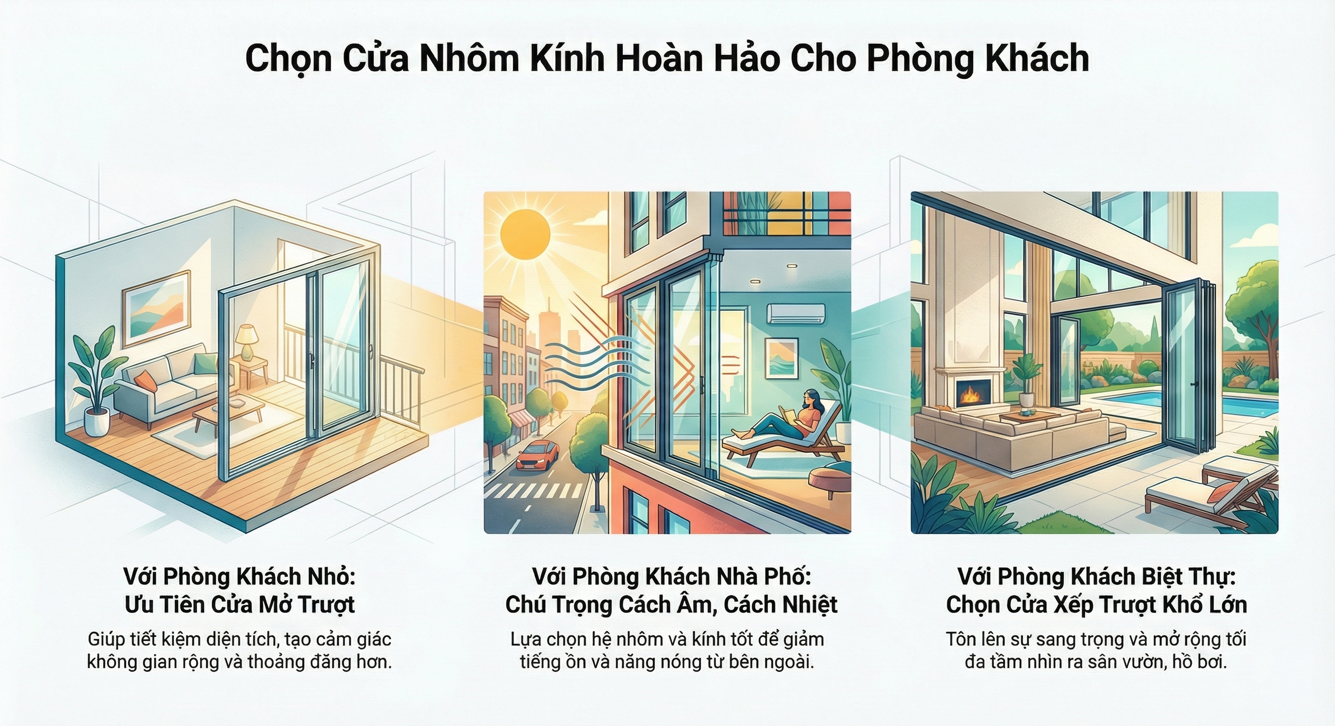 Cách lựa chọn cửa nhôm kính hoàn hảo cho phòng khách